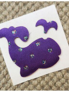June Kessler Vintage Stickers Satin Puffy Glitter Fabric Whale Sticker Mod 80s